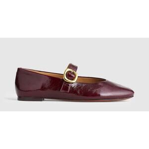 NEW Madewell Remy Mary Jane Flats Womens 8.5 Burgundy Gold Buckle Round Toe